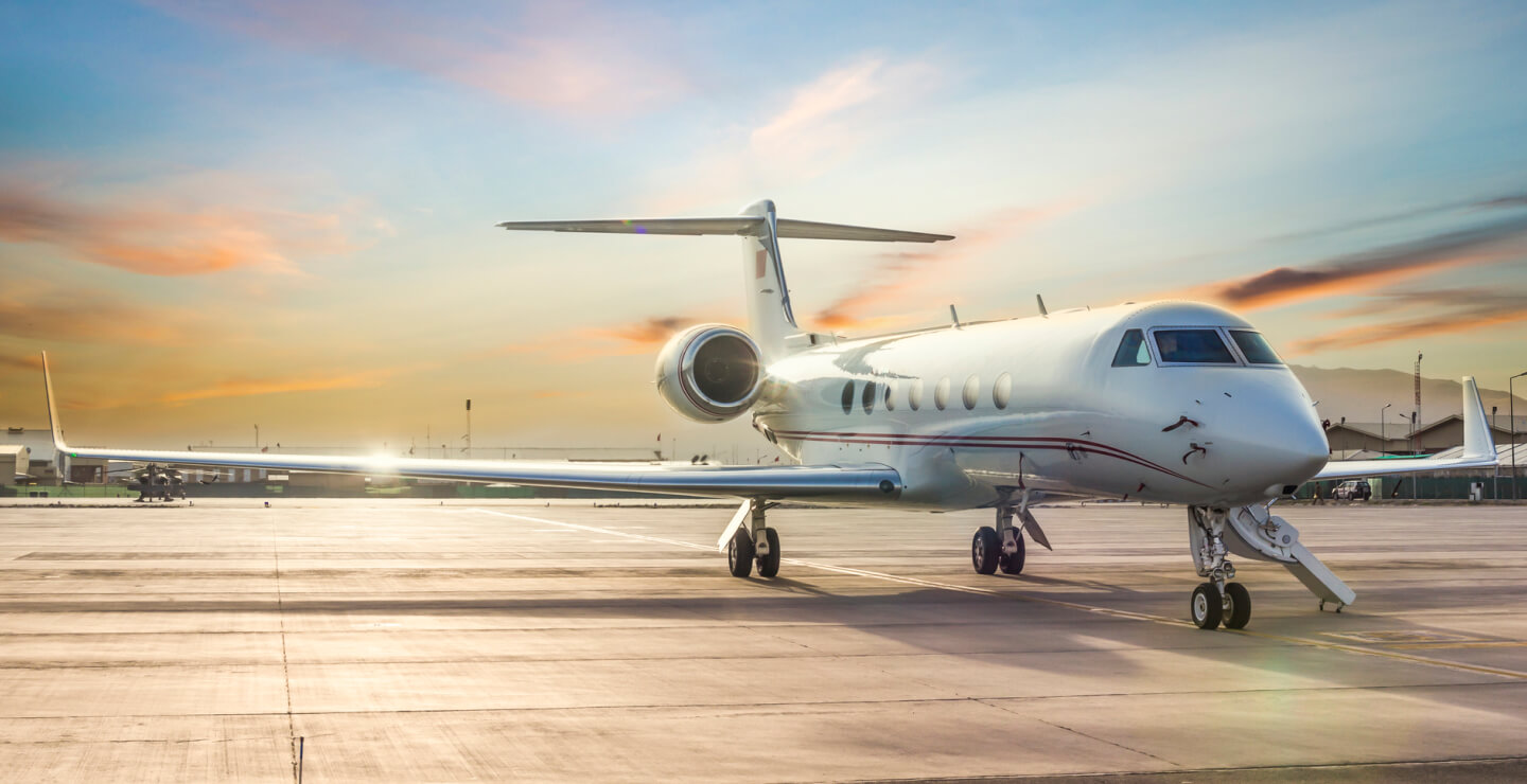 Private Jet On Airport Runway
